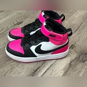 Nike Court Borough Mid 2 Sneaker Toddler Girls tennis shoe size 12c black pink